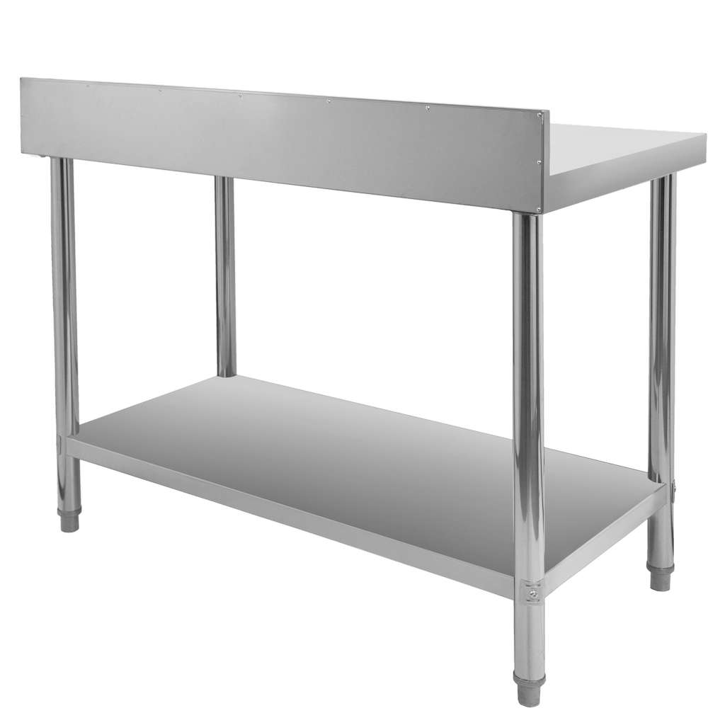 Stół gastronomiczny ze stali nierdzewnej przyścienny z półką Mega-M X STANDARD 120x60x85 cm tył