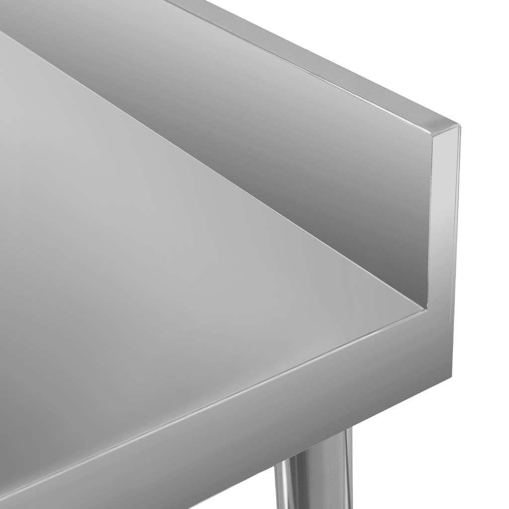 Stół gastronomiczny ze stali nierdzewnej przyścienny z półką Mega-M X STANDARD 140x60x85 cm rant