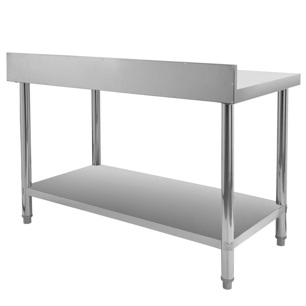 Stół gastronomiczny ze stali nierdzewnej przyścienny z półką Mega-M X STANDARD 140x60x85 cm tył