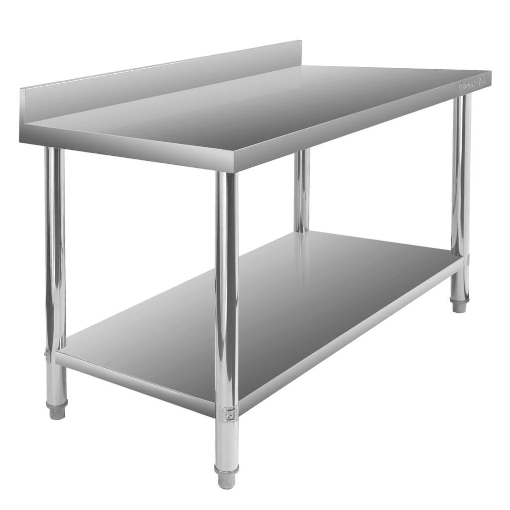 Stół gastronomiczny ze stali nierdzewnej przyścienny z półką Mega-M X STANDARD 140x60x85 cm