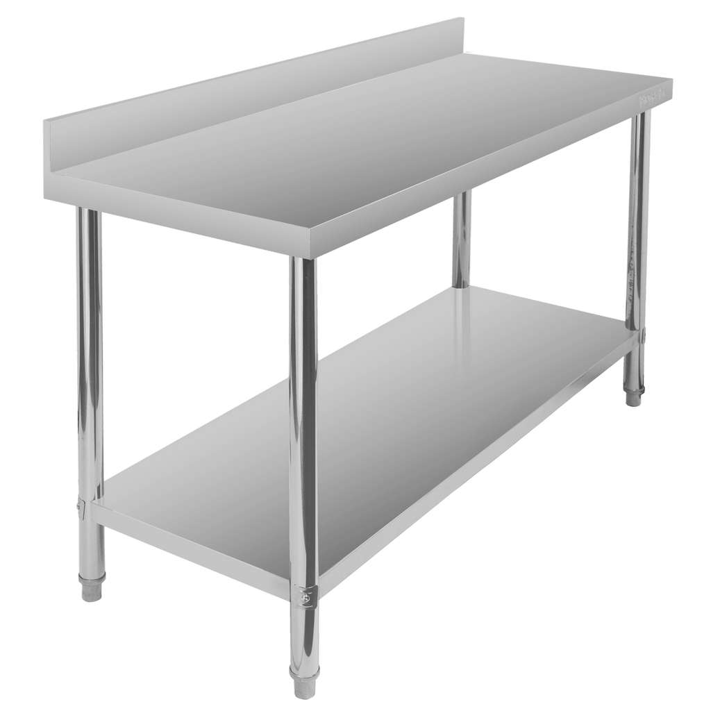 Stół gastronomiczny ze stali nierdzewnej przyścienny z półką Mega-M X STANDARD 150x60x85 cm