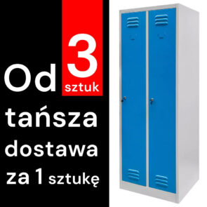 Zdjęcie produktu: Szafka BHP ubraniowa Mega-M pracownicza 2-drzwiowa S-60 cm szara/niebieski front WYSYŁKA PALETOWA