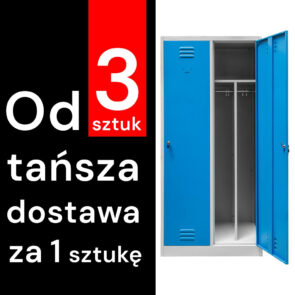 Zdjęcie produktu: Szafka BHP ubraniowa Mega-M pracownicza 2-drzwiowa z przegrodami S-80 cm szara/niebieski front WYSYŁKA PALETOWA