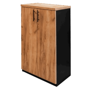 Zdjęcie produktu: Szafka biurowa na segregatory Mega-M L-70 cm G-35 cm H-120 cm dąb kraft/czarny