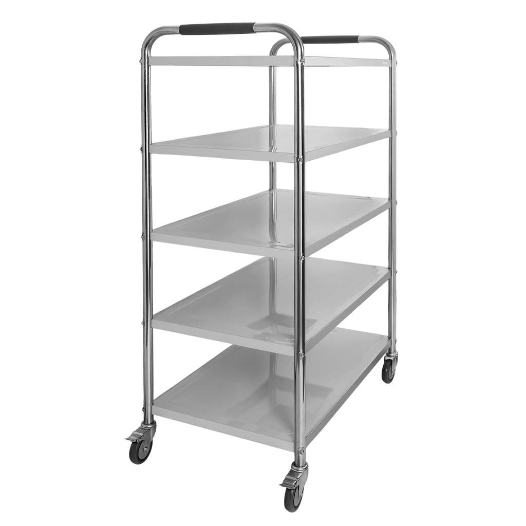 wózek gastronomiczny kelnerski z 5 półkami ze stali nierdzewnej