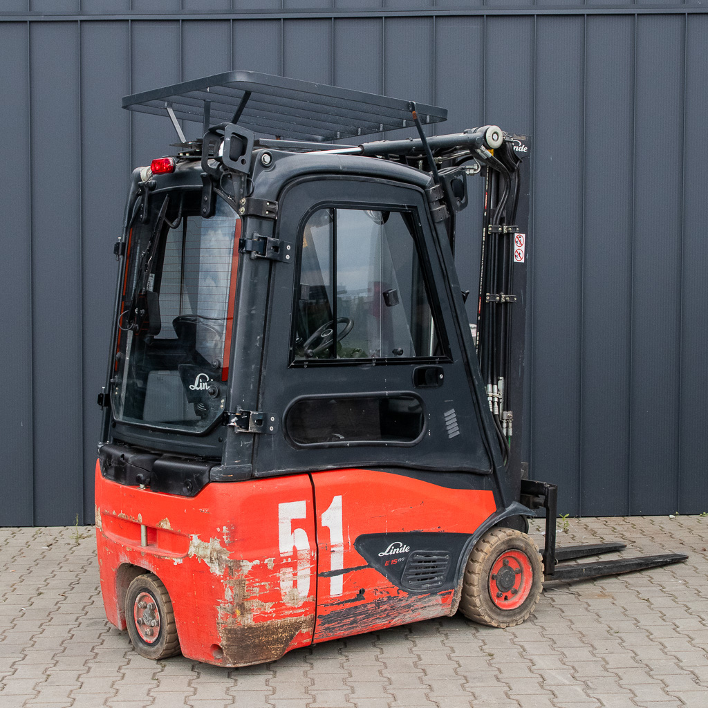 wózek widłowy LINDE, wózek elektryczny, wózek widłowy, wózek magazynowy, wózek widłowy z ogrzewaną kabiną, wózek elektryczny do magazynu, transport palet