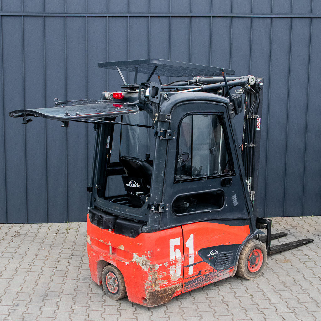 wózek widłowy LINDE, wózek elektryczny, wózek widłowy, wózek magazynowy, wózek widłowy z ogrzewaną kabiną, wózek elektryczny do magazynu, transport palet