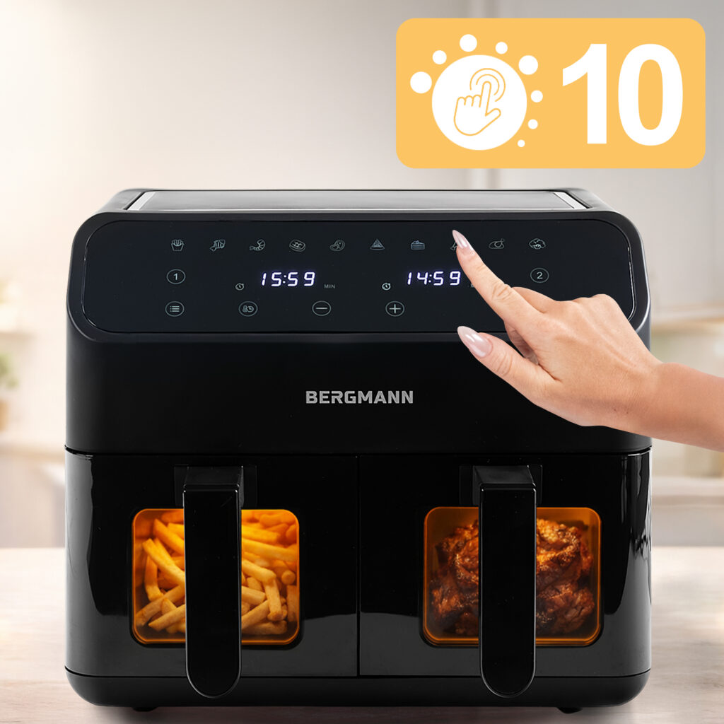Frytkownica beztłuszczowa Air Fryer BERGMANN YA dwa kosze 2x4L 2000W