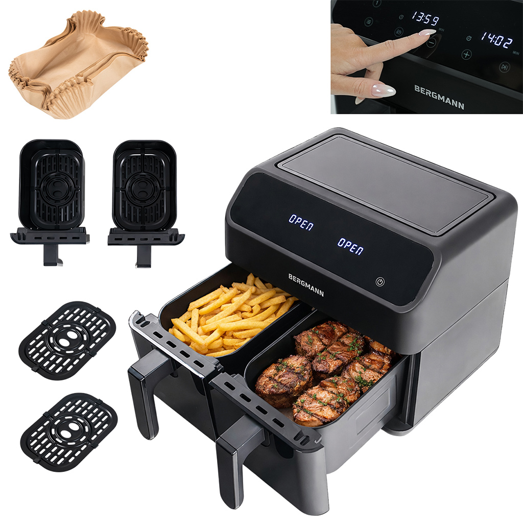 Frytkownica beztłuszczowa Air Fryer BERGMANN YA kosz 2x 1800W