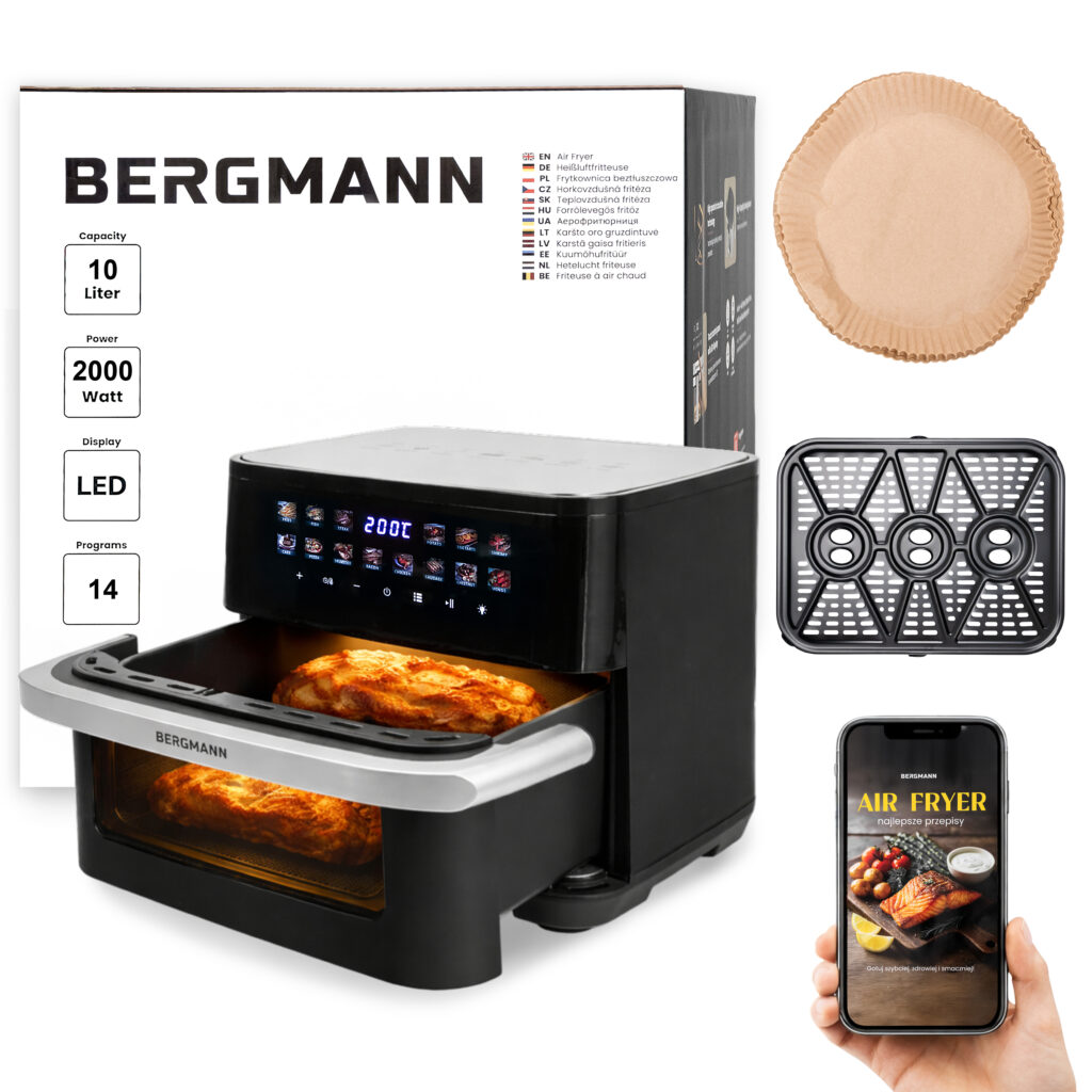 Frytkownica beztłuszczowa Air Fryer BERGMANN YA kosz 10L 2000W