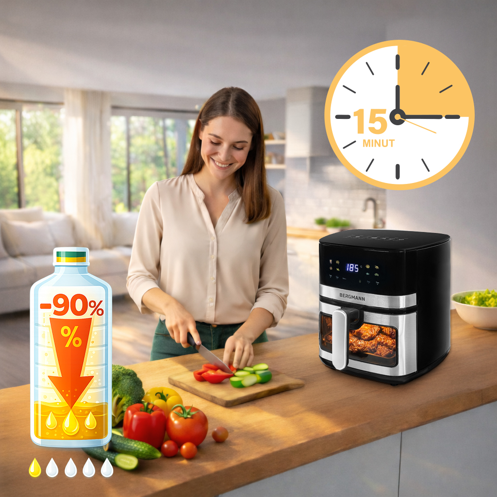 Frytkownica beztłuszczowa Air Fryer BERGMANN YA kosz 5L 1400W