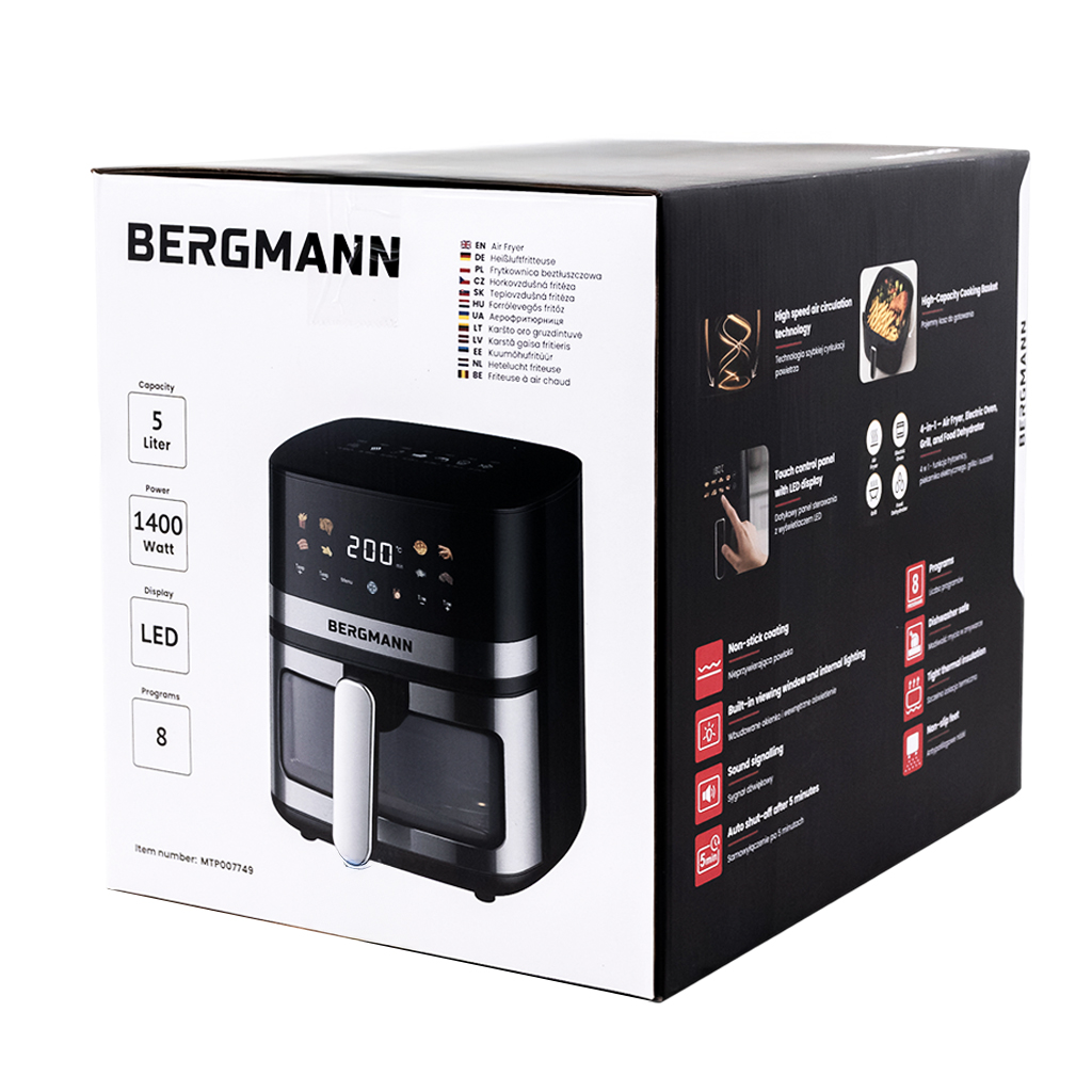 Frytkownica beztłuszczowa Air Fryer BERGMANN YA kosz 5L 1400W MTP007749
