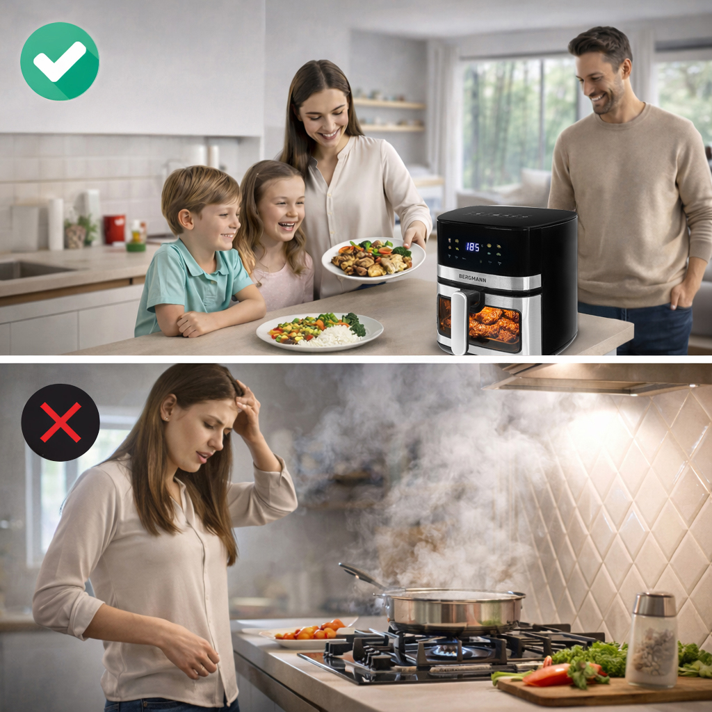 Frytkownica beztłuszczowa Air Fryer BERGMANN YA kosz 5L 1400W