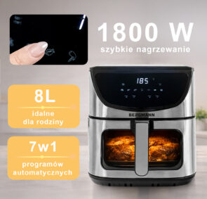 Zdjęcie produktu: Frytkownica beztłuszczowa Air Fryer BERGMANN YA kosz 8L 1800W