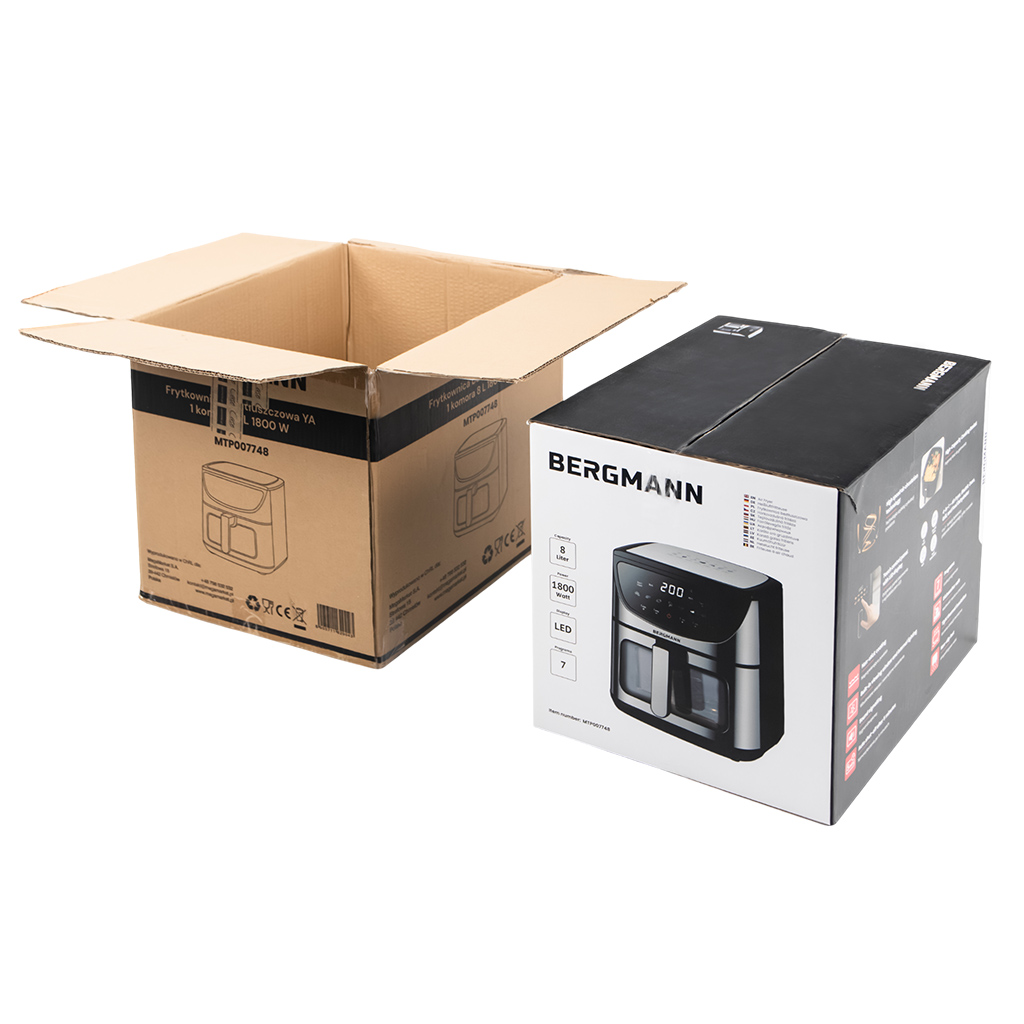 Frytkownica beztłuszczowa Air Fryer BERGMANN YA kosz 8L 1800W MTP007748