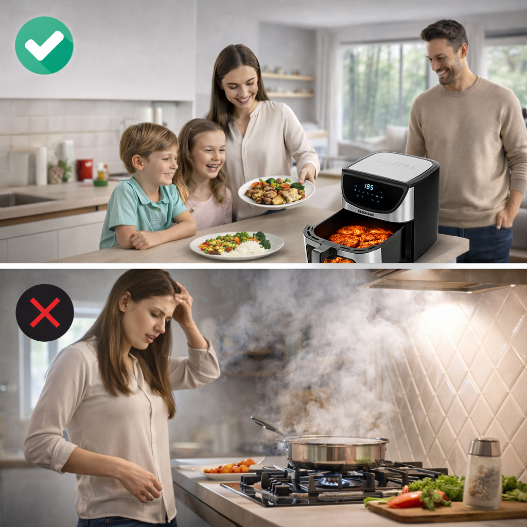 Frytkownica beztłuszczowa Air Fryer BERGMANN YA kosz 8L 1800W