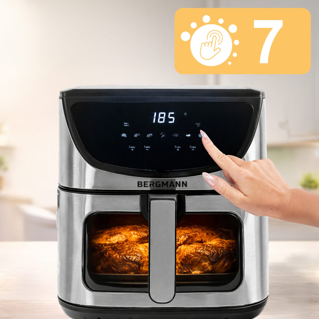 Frytkownica beztłuszczowa Air Fryer BERGMANN YA kosz 8L 1800W