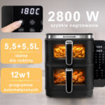 Zdjęcie produktu: Frytkownica beztłuszczowa Air Fryer BERGMANN YI dwa kosze 2x5,5L 2800W książka kucharska w zestawie