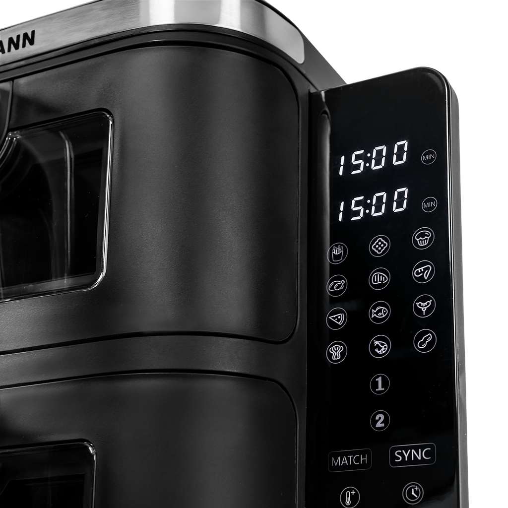 Frytkownica beztłuszczowa Air Fryer BERGMANN YI dwa kosze 2x5,5L 2800W książka kucharska w zestawie MTP007739