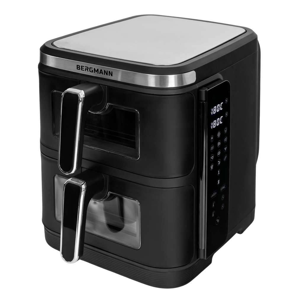 Frytkownica beztłuszczowa Air Fryer BERGMANN YI dwa kosze 2x5,5L 2800W książka kucharska w zestawie MTP007739