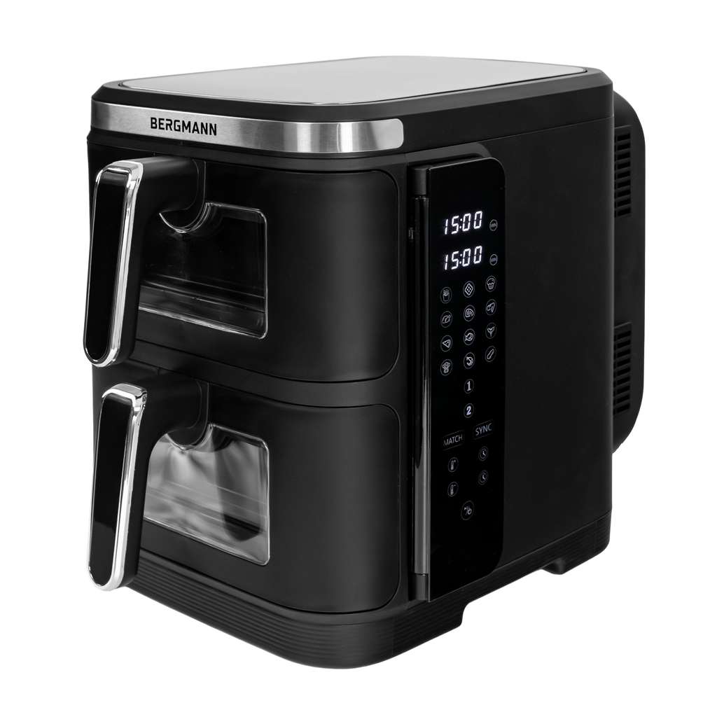Frytkownica beztłuszczowa Air Fryer BERGMANN YI dwa kosze 2x5,5L 2800W książka kucharska w zestawie MTP007739