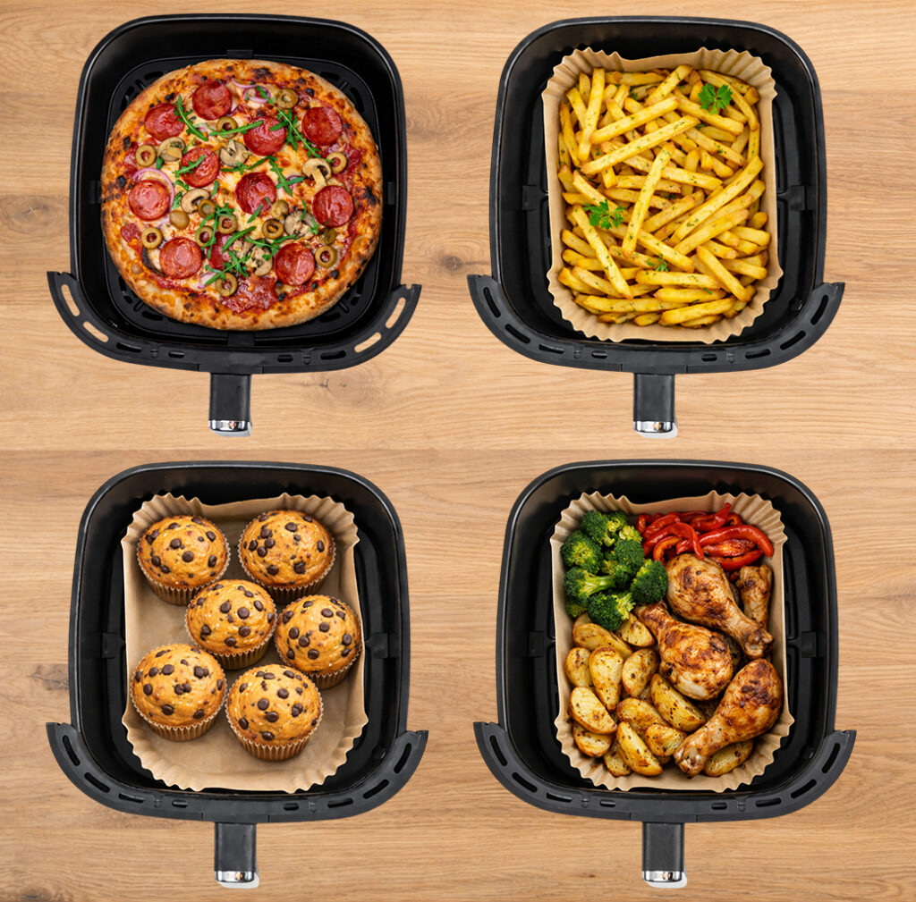 Frytkownica beztłuszczowa Air Fryer BERGMANN YI dwa kosze 2x5,5L 2800W książka kucharska w zestawie