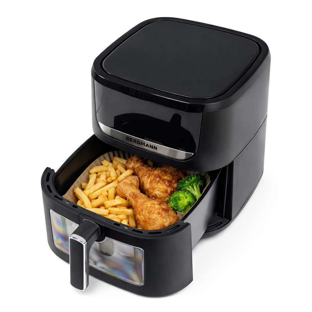 Frytkownica beztłuszczowa Air Fryer BERGMANN YI kosz 8L 1750W książka kucharska w zestawie