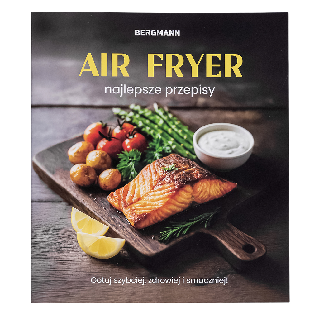 Frytkownica beztłuszczowa Air Fryer BERGMANN YI kosz 8L 1750W książka kucharska w zestawie