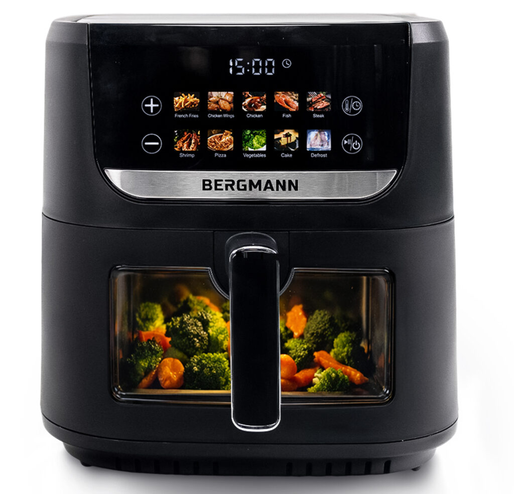 Frytkownica beztłuszczowa Air Fryer BERGMANN YI kosz 8L 1750W książka kucharska w zestawie