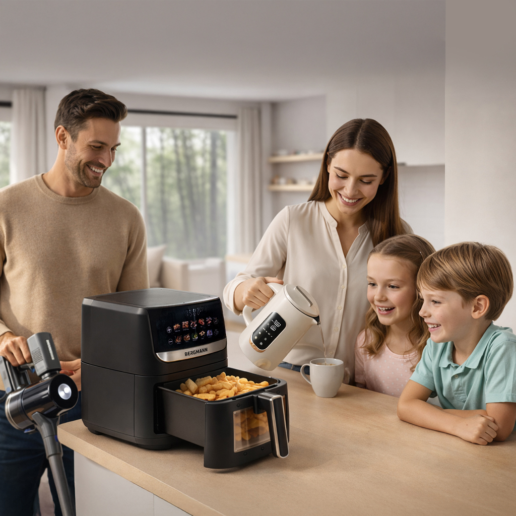 Frytkownica beztłuszczowa Air Fryer BERGMANN YI kosz 8L 1750W książka kucharska w zestawie