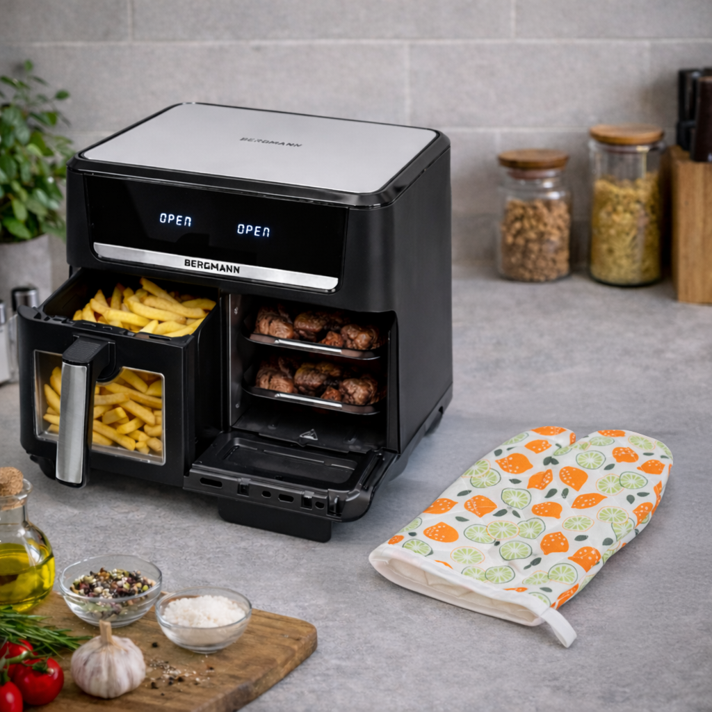 Frytkownica beztłuszczowa Air Fryer BERGMANN YO dwa kosze 6L+8L 2800W