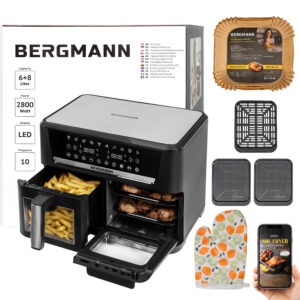Frytkownica beztłuszczowa Air Fryer BERGMANN YO dwa kosze 6L+8L 2800W