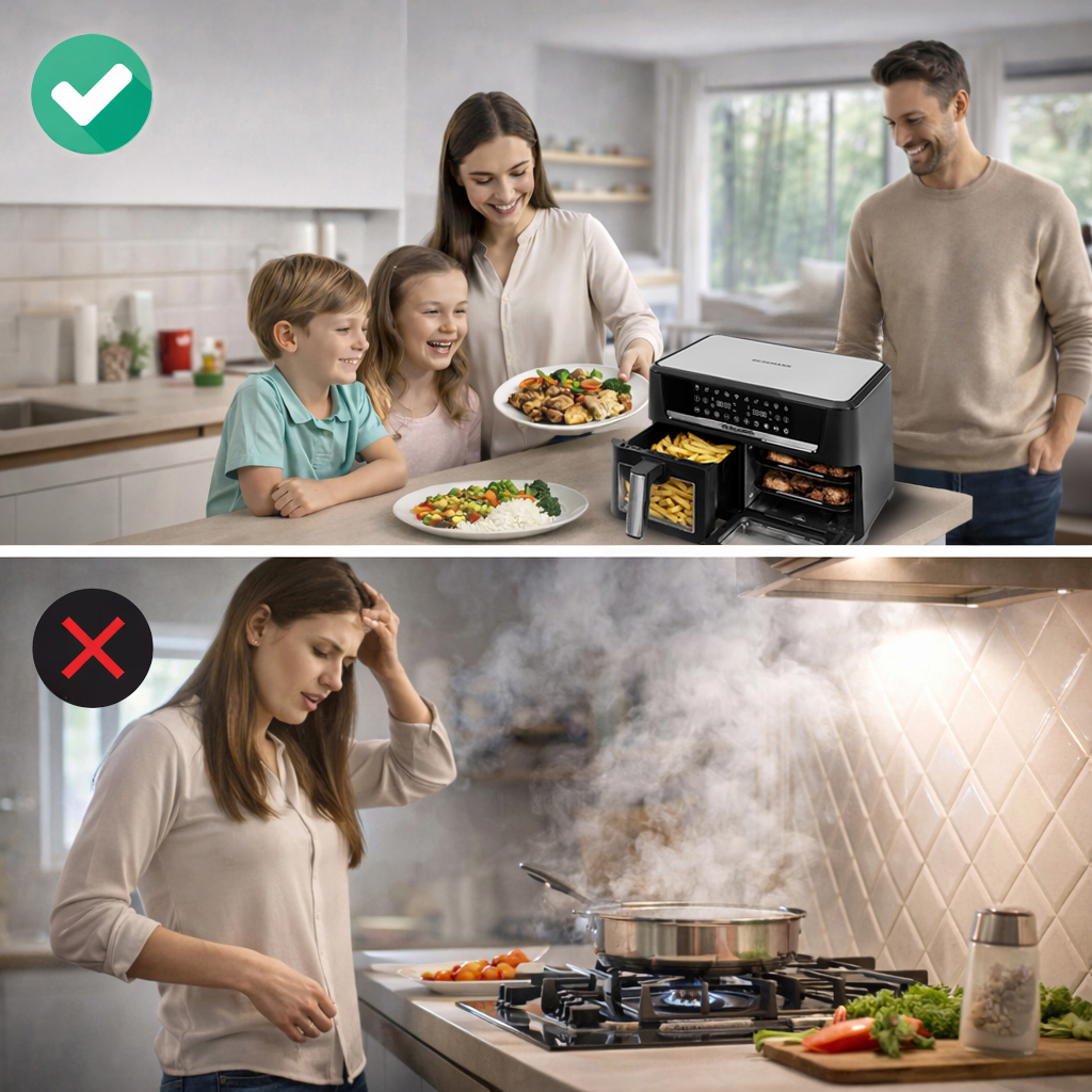 Frytkownica beztłuszczowa Air Fryer BERGMANN YO dwa kosze 6L+8L 2800W