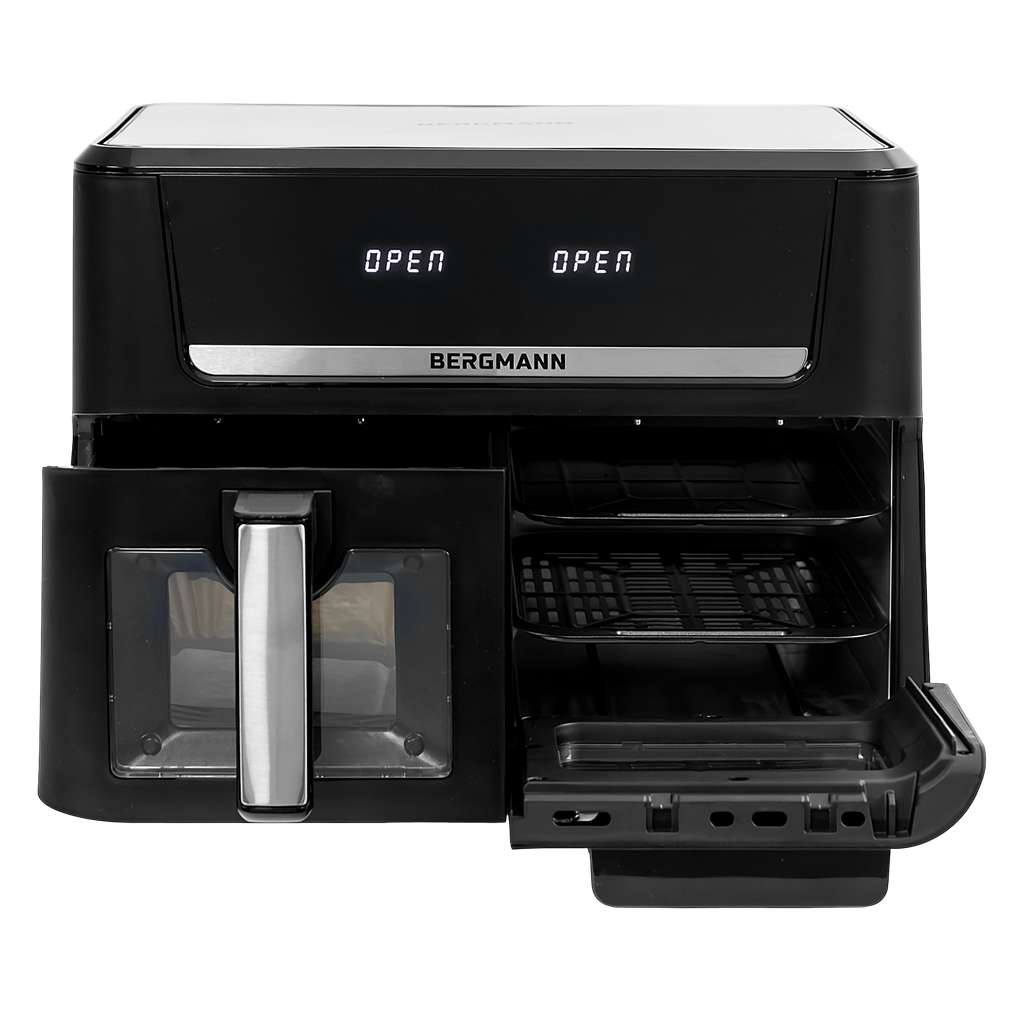 Frytkownica beztłuszczowa Air Fryer BERGMANN YO dwa kosze 6L+8L 2800W rękawica kuchenna w zestawie MTP007743