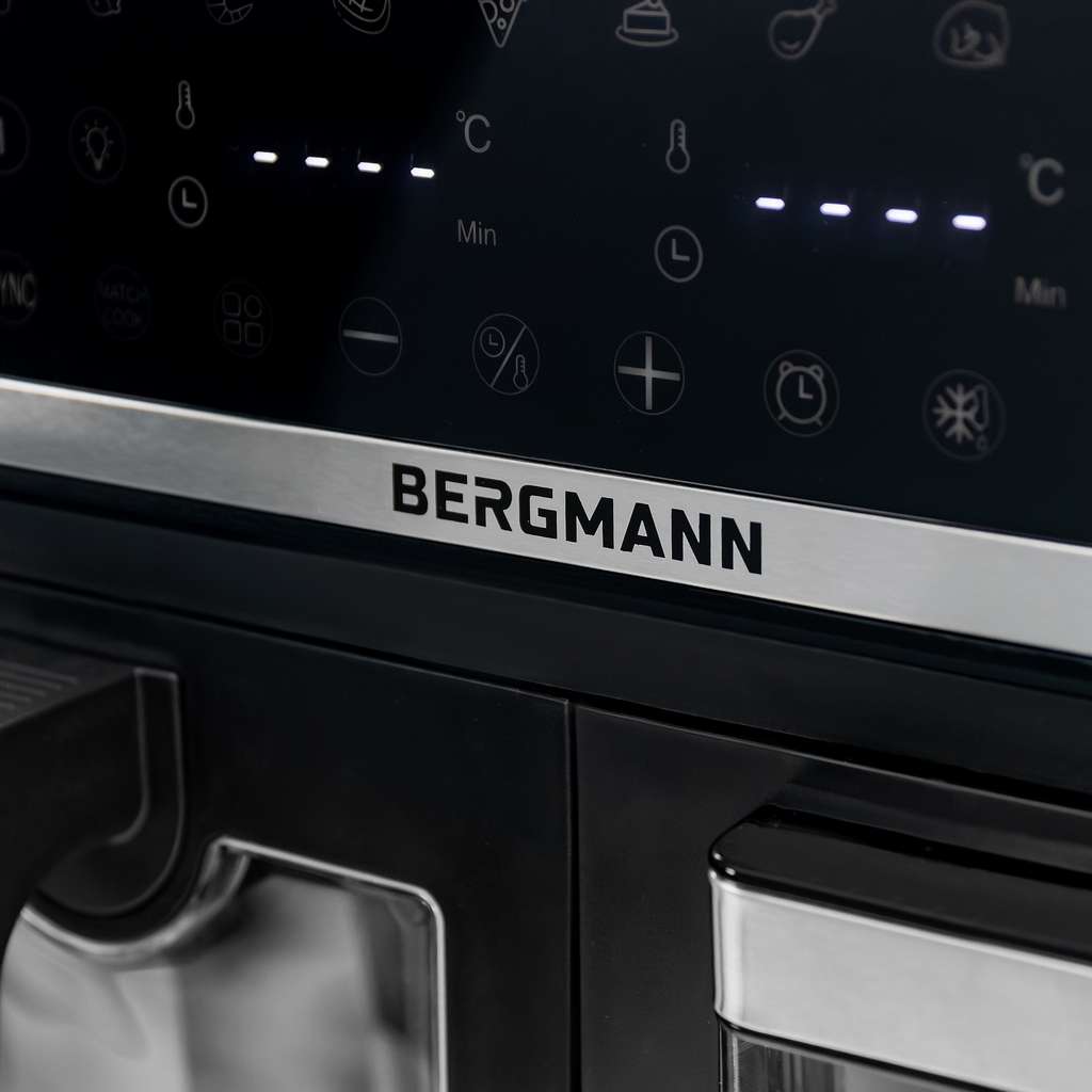 Frytkownica beztłuszczowa Air Fryer BERGMANN YO dwa kosze 6L+8L 2800W rękawica kuchenna w zestawie MTP007743