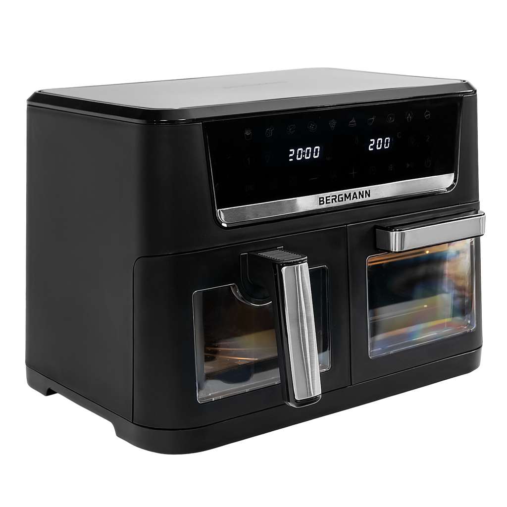 Frytkownica beztłuszczowa Air Fryer BERGMANN YO dwa kosze 6L+8L 2800W rękawica kuchenna w zestawie MTP007743