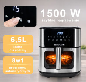 Zdjęcie produktu: Frytkownica beztłuszczowa Air Fryer BERGMANN YO kosz 6,5L 1500W