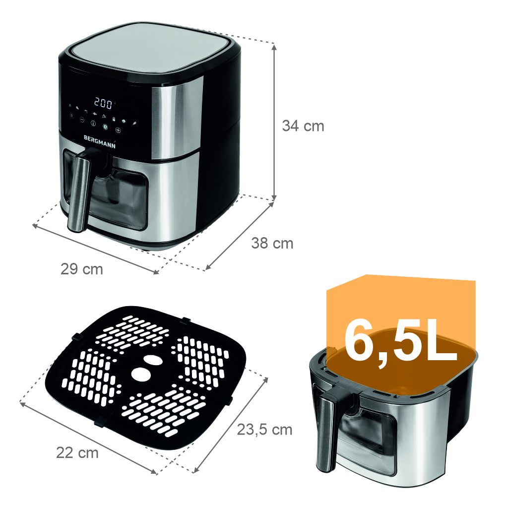 Frytkownica beztłuszczowa Air Fryer BERGMANN YO kosz 6,5L 1500W MTP007747 lifestyle