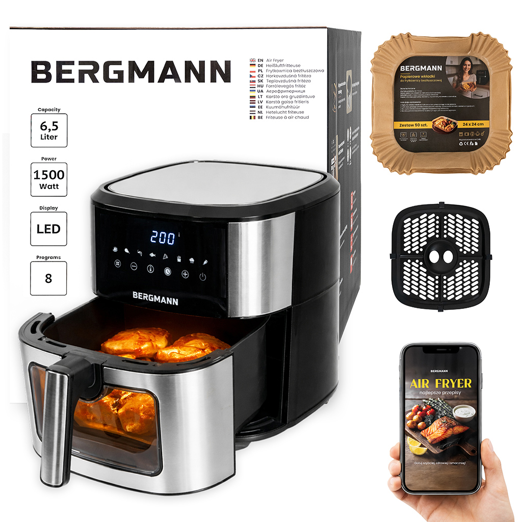 Frytkownica beztłuszczowa Air Fryer BERGMANN YO kosz 6,5L 1500W MTP007747 lifestyle