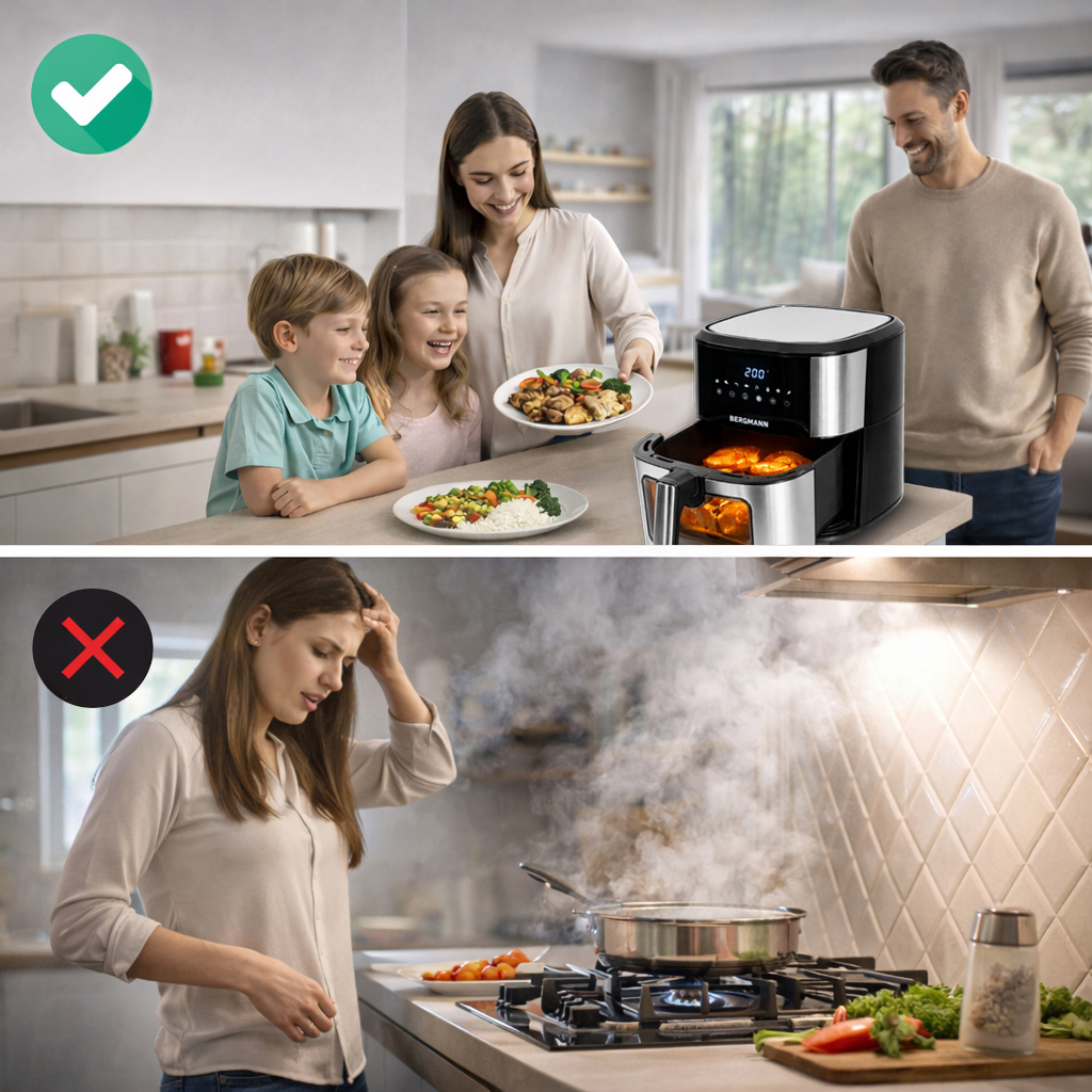 Frytkownica beztłuszczowa Air Fryer BERGMANN YO kosz 6,5L 1500W MTP007747 lifestyle