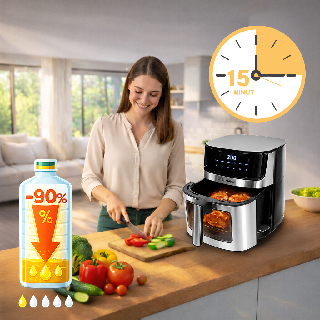 Frytkownica beztłuszczowa Air Fryer BERGMANN YO kosz 7,5L 2000W MTP007746