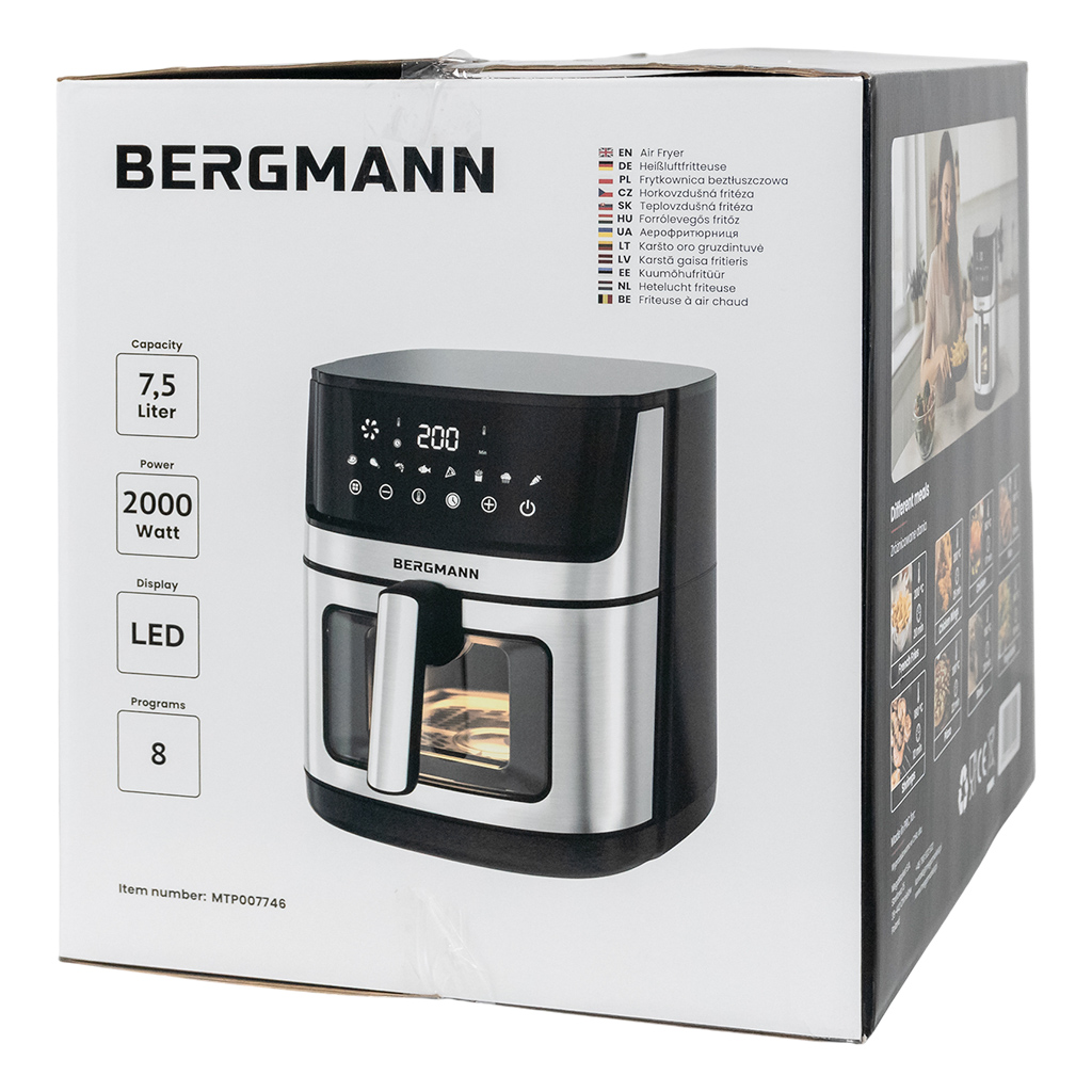 Frytkownica beztłuszczowa Air Fryer BERGMANN YO kosz 7,5L 2000W MTP007746