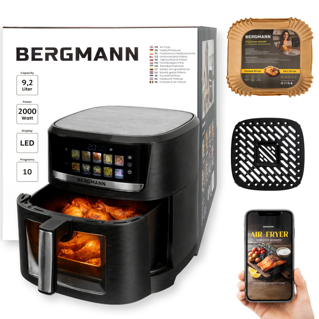 Frytkownica beztłuszczowa Air Fryer BERGMANN YO kosz 9,2L 2000W