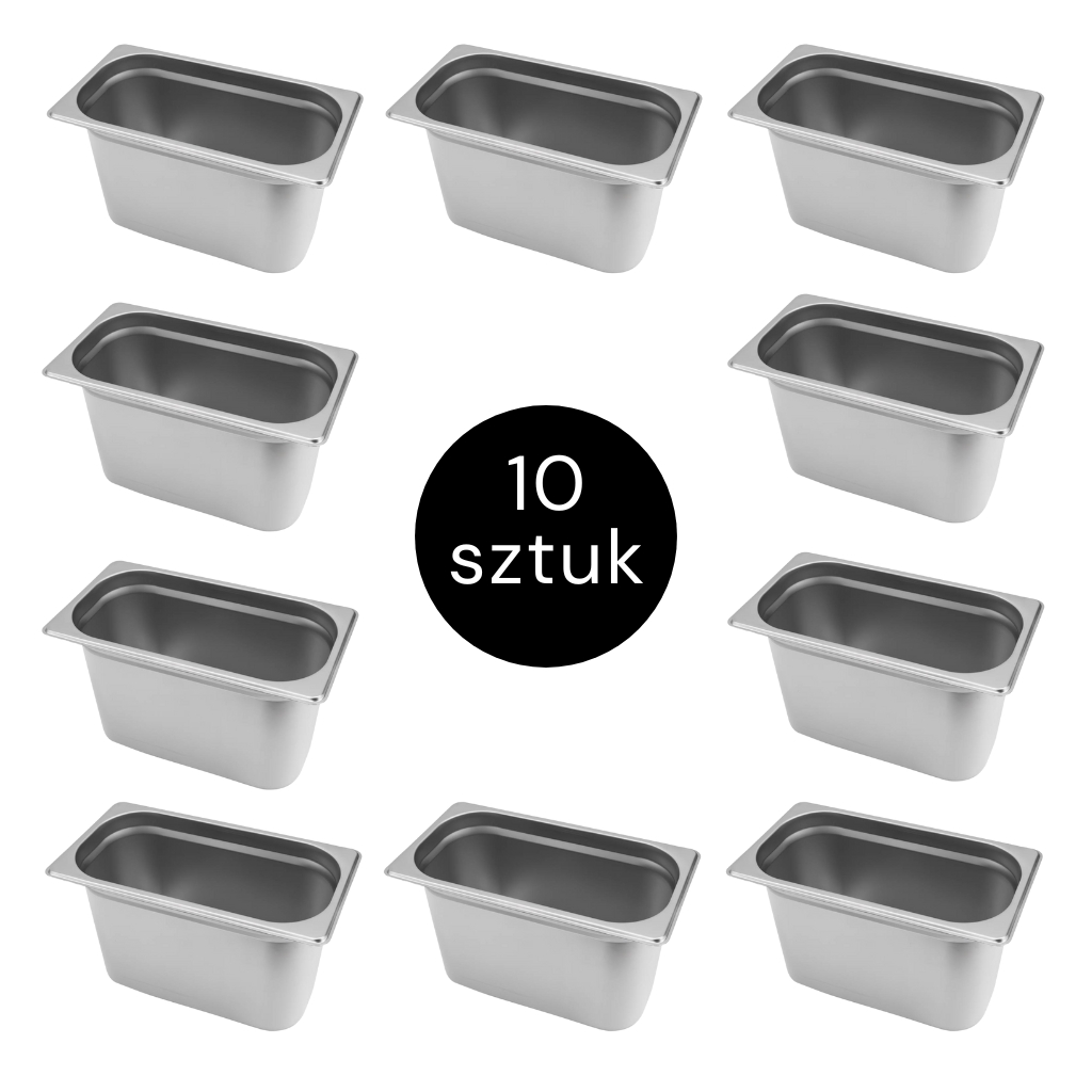 Pojemnik GN 13 ze stali nierdzewnej Mega-M 32,5×17,6x20cm zestaw 10 szt.