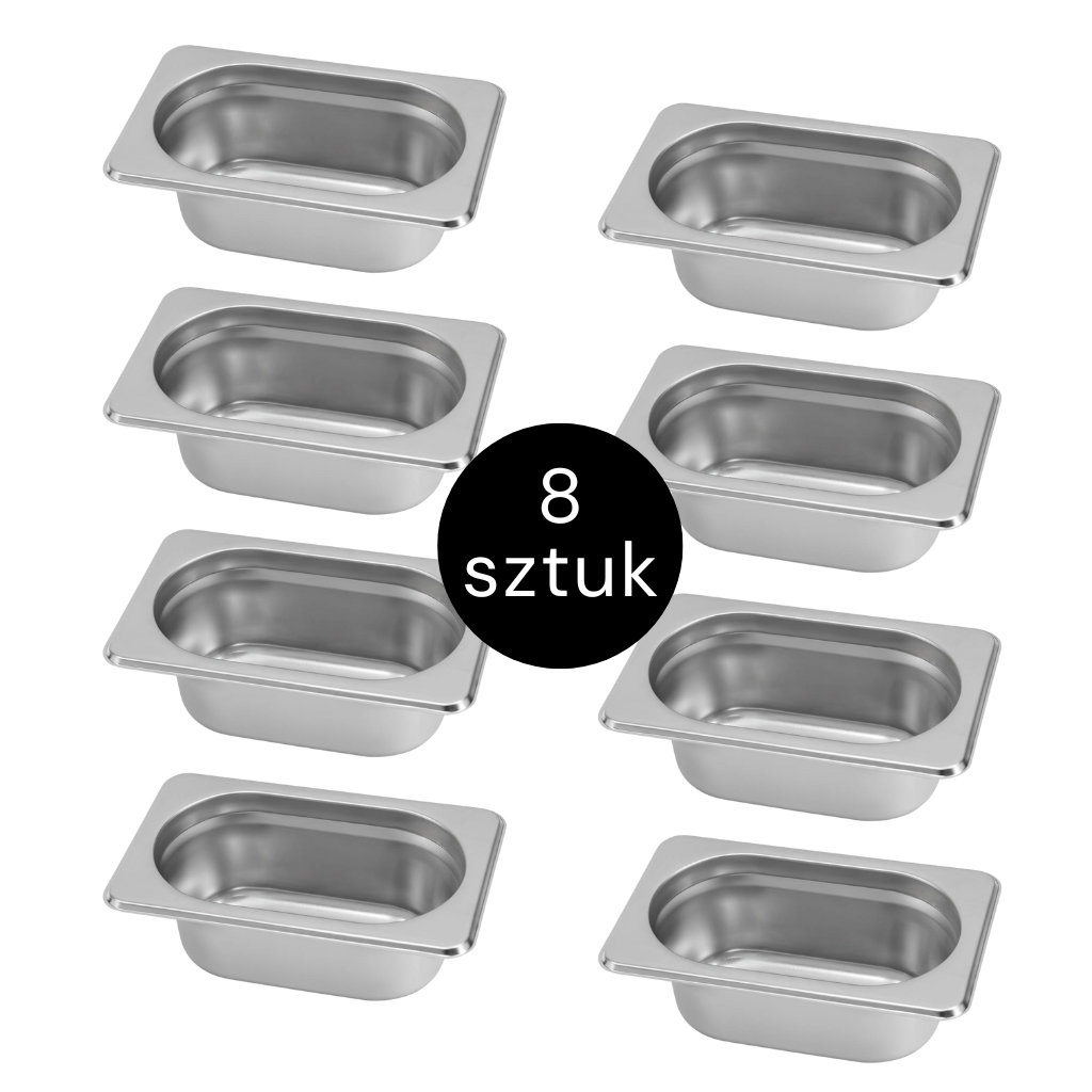 zestaw pojemników GN, pojemnik gastronomiczny stal nierdzewna, wyposażenie kuchni gastronomicznej, pojemniki do cateringu, pojemnik gastronomiczny nierdzewny