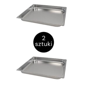 Zdjęcie produktu: Pojemnik GN 2/1 ze stali nierdzewnej Mega-M 65x53x6,5 cm zestaw 2 szt.
