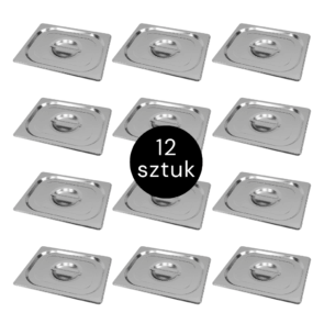 Zdjęcie produktu: Pokrywka do GN 1/2 ze stali nierdzewnej Mega-M 32,5×26,5 cm zestaw 12 szt.