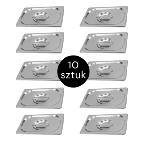 Zdjęcie produktu: Pokrywka do GN 1/4 ze stali nierdzewnej Mega-M 26,5×16,2 cm zestaw 10 szt.