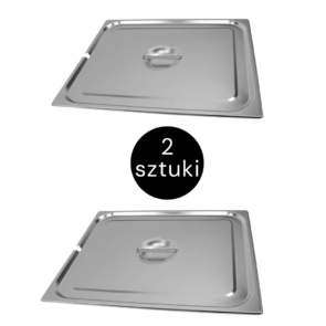Zdjęcie produktu: Pokrywka do GN 2/1 ze stali nierdzewnej Mega-M 65×53 cm z wycięciem na chochlę zestaw 2 szt.