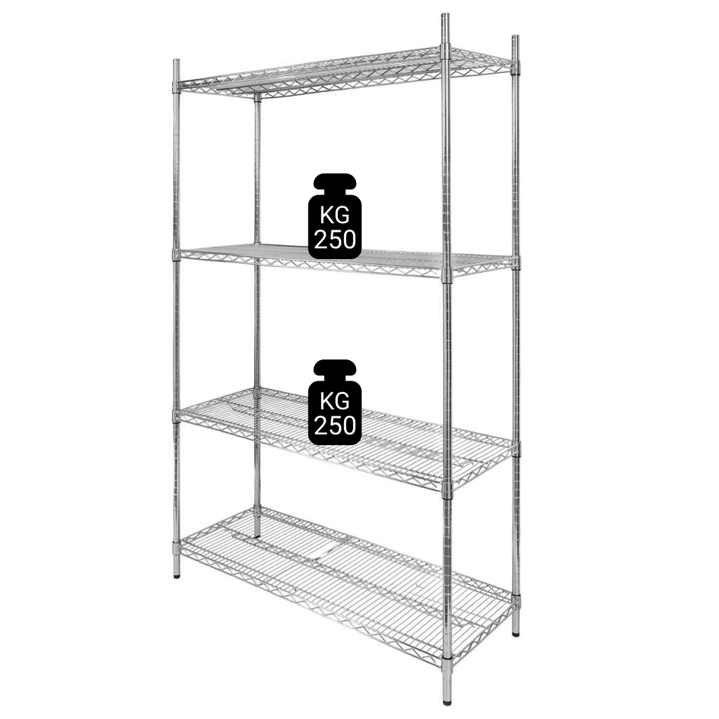 regał druciany chromowany, regał 4-półkowy, regał stalowy, regał , regał do gastronomii, regał chromowany
